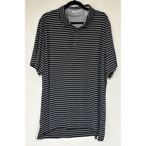 Ashworth Golf Men's Black And White Striped Polo Shirt NWOT Size XXL